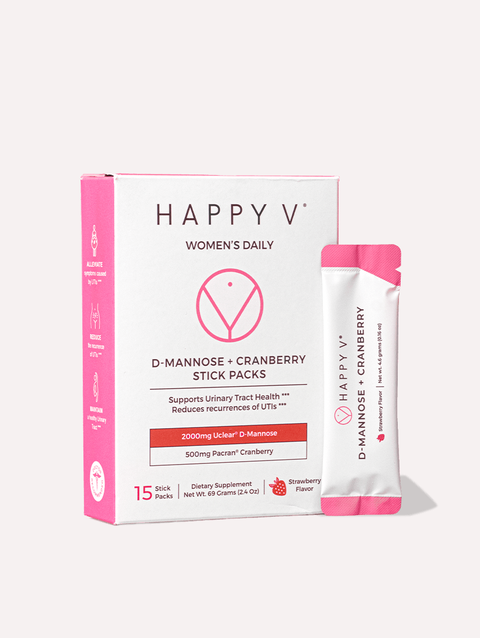 happy v D-Mannose + Cranberry Stick Packs