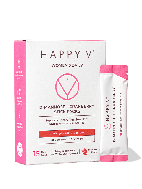 happy v D-Mannose + Cranberry Stick Packs